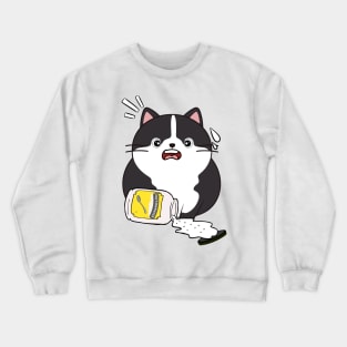 Funny Fat cat spilled mayonnaise Crewneck Sweatshirt